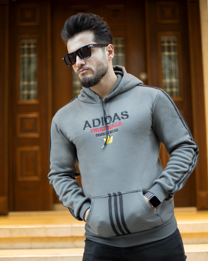 هودی مردانه Adidas مدل Karon طوسی
