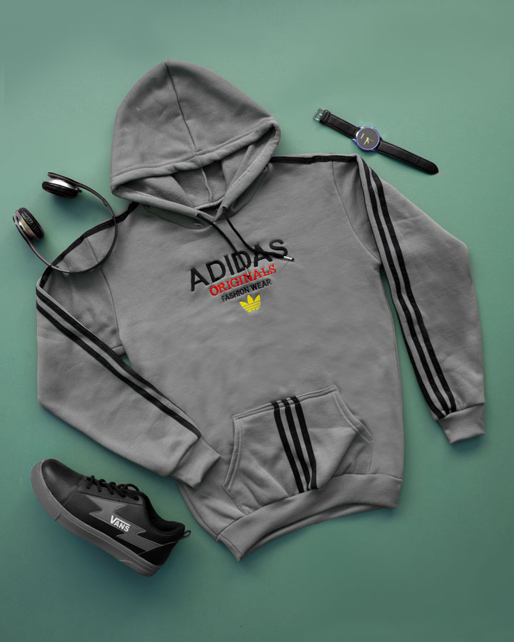 هودی مردانه Adidas مدل Karon طوسی