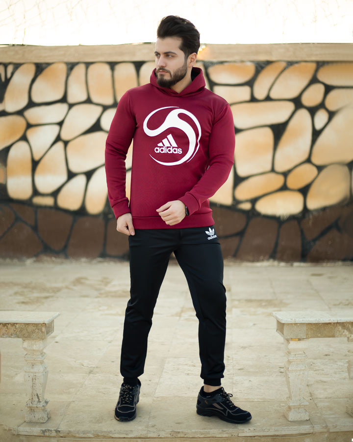 ست سویشرت شلوار Adidas مدل Saroo زرشکی