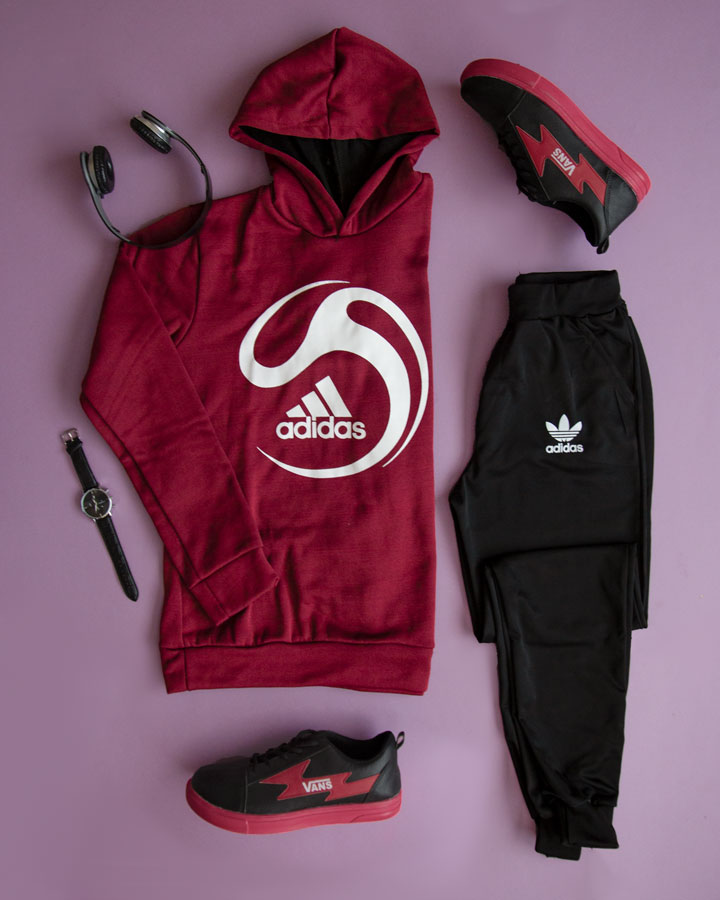 ست سویشرت شلوار Adidas مدل Saroo زرشکی