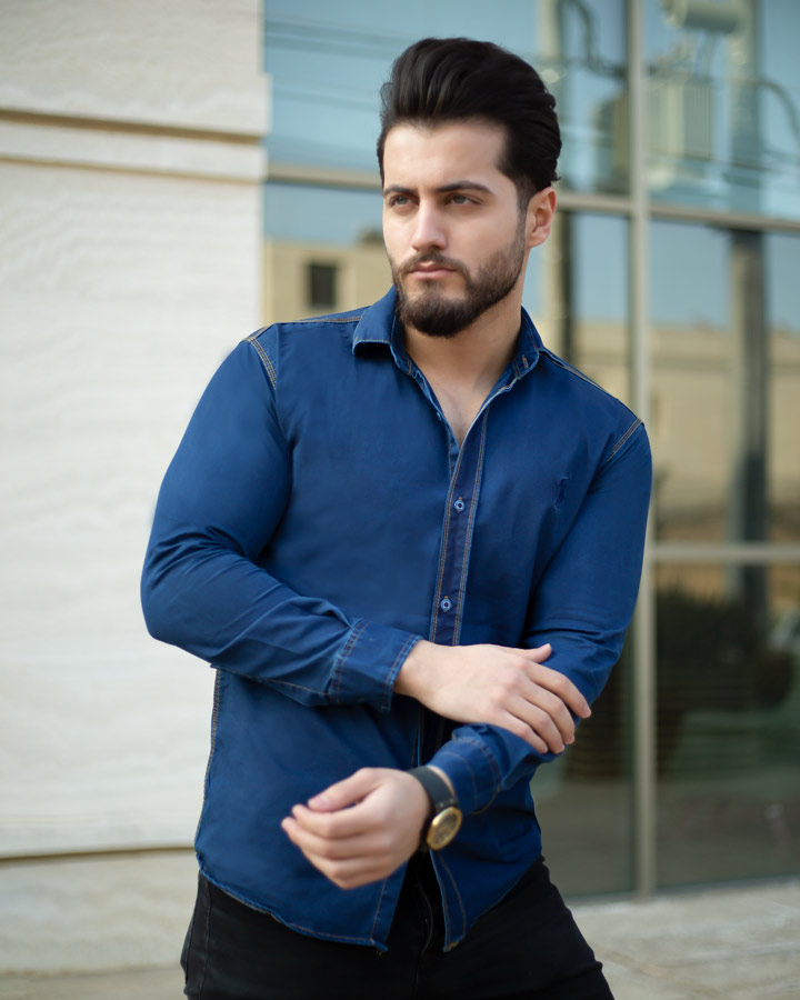 پیراهن مردانه لی مدل Guzel ابی تیره