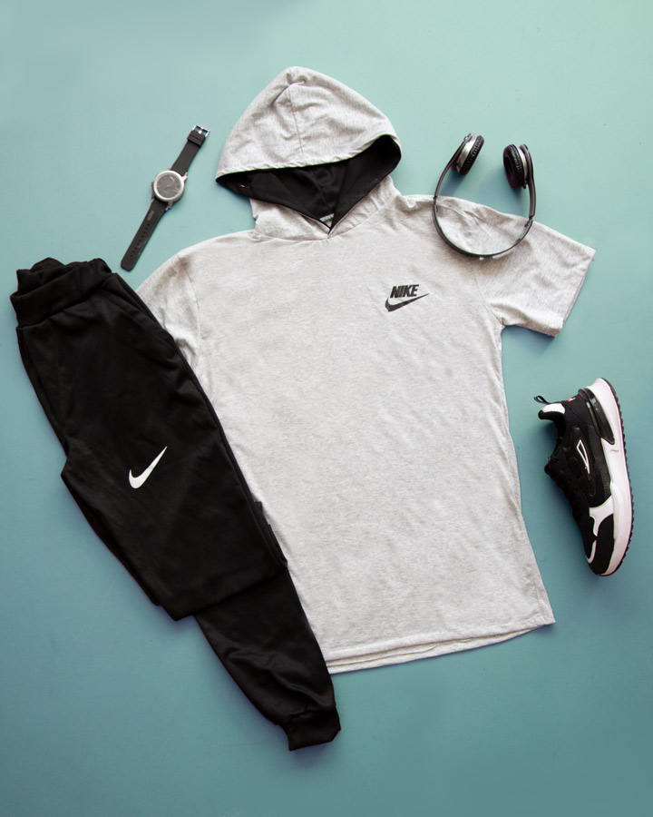 ست تیشرت شلوار Nike مدل OLES طوسی روشن