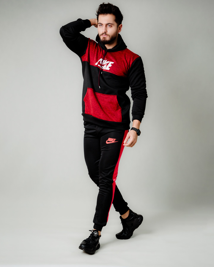 سویشرت شلوار مردانه Nik مدل Gonzalo زرشکی
