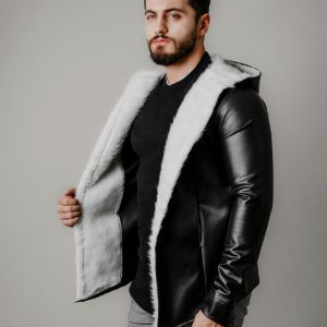 هودی مردانه لبه خز مدل Pavard مشکی