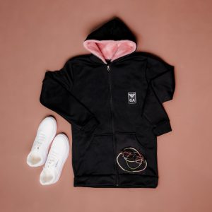 سویشرت مردانه کلاهدار خز مدل Arzhan صورتی