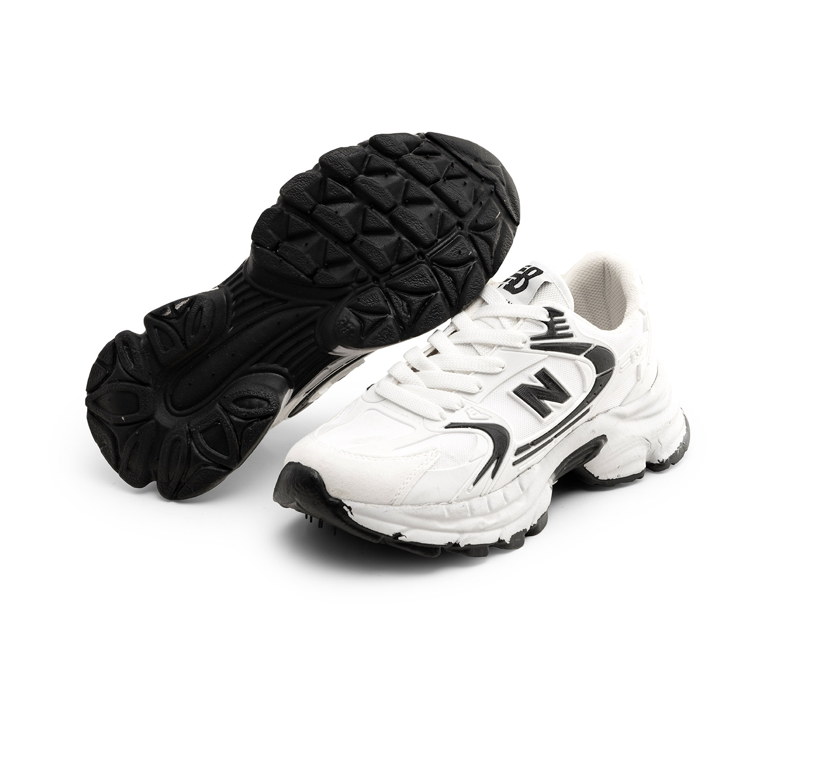 کفش اسپرت New Balance زنانه سفید مشکی لژ دار بندی مدل 45908