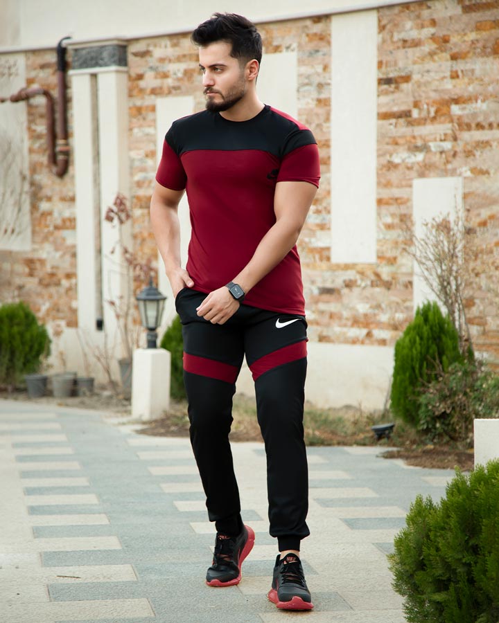 ست تیشرت شلوار مردانه مدل Sparta زرشکی