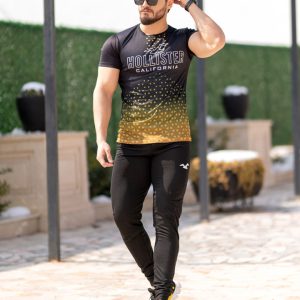 ست تیشرت شلوار مردانه مدل Hollister زرد