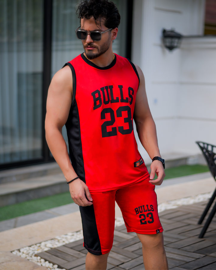 ست تاپ شلوارک Bulls قرمز کد 6028