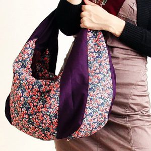 کیف دست ساز چرم پارچه/ بنفش MK 21