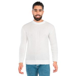 بافت مردانه یقه گرد سفید فری سایز طرحدار Stark مدل 41340