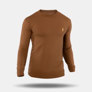 پلیور بافت مردانه یقه گرد قهوه ای Polo مدل 32580