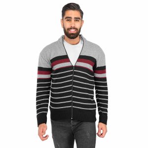 ژاکت بافت مردانه زیپ دار یقه ایستاده Enzo مدل 39789