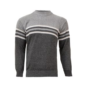 پلیور راه راه طوسی مردانه مدل T102