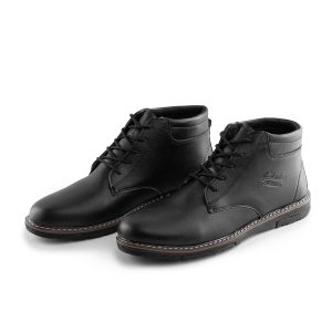 نیم بوت چرم مصنوعی مردانه مشکی Clarks بنددار مدل 39257