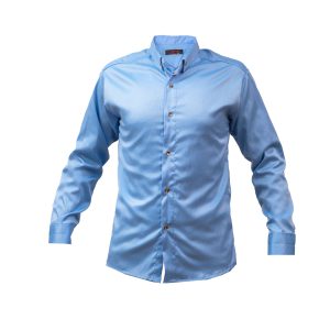 پیراهن ساتن آبی مردانه مدل Rabo