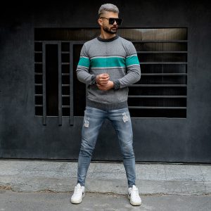 پلیور مردانه سبز-طوسی مدل Madis