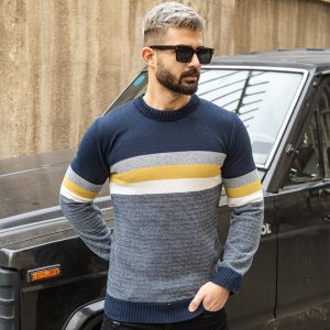 پلیور مردانه سرمه ای مدل MISHA