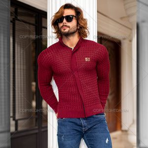 بافت زیپ دار مردانه Abercrombie مدل E 2020 (جگری)