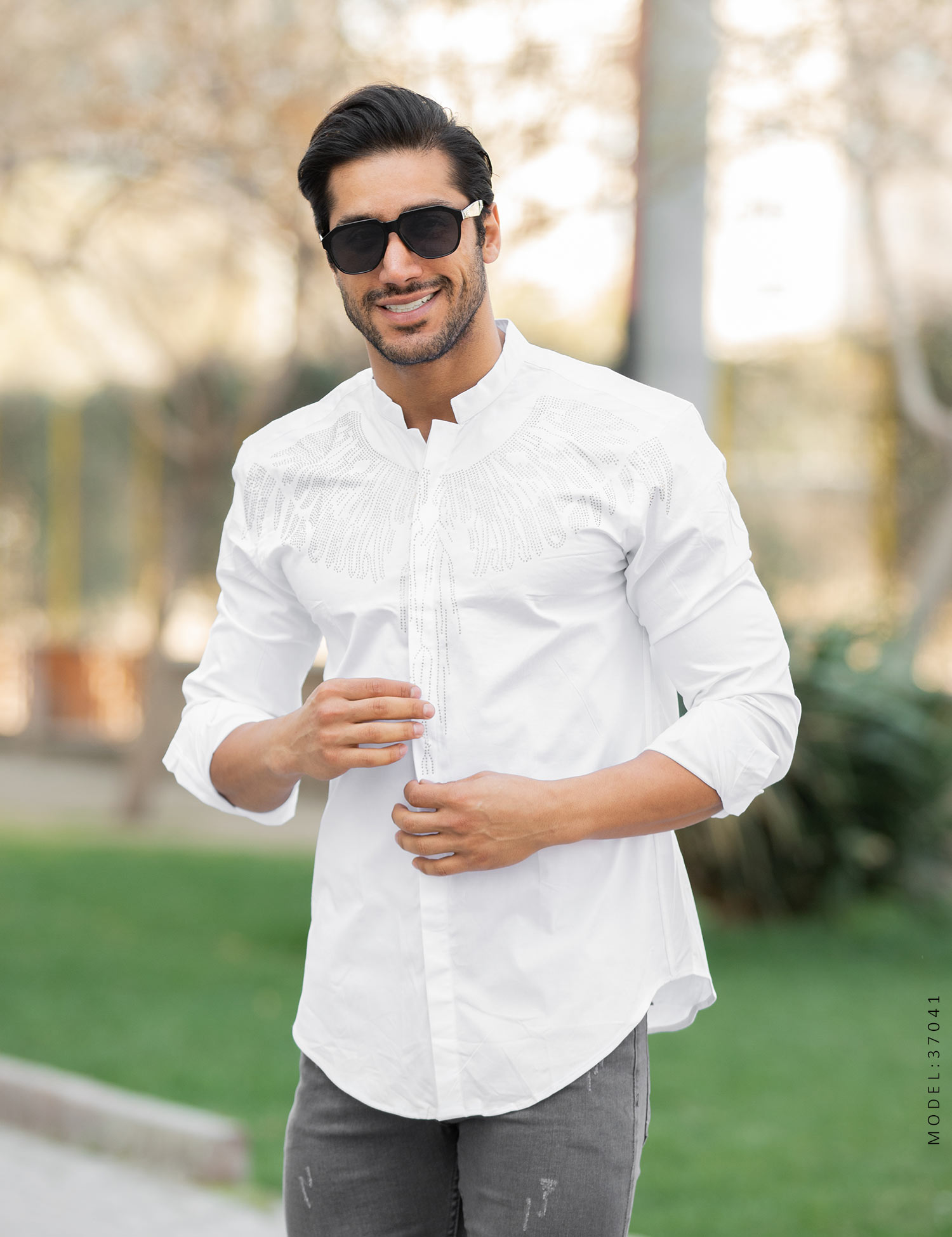 پیراهن مردانه نگین دار Versace مدل 37041