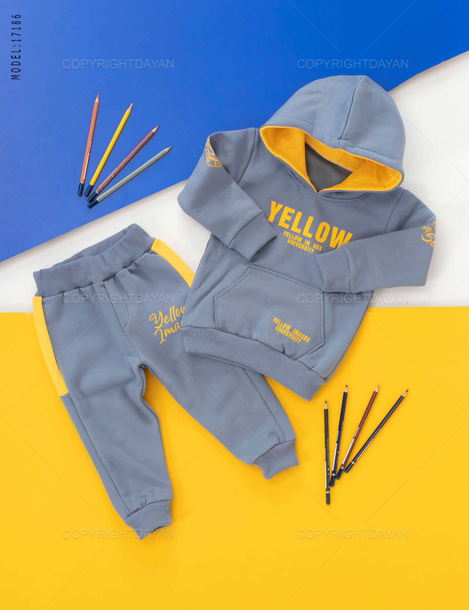 ست سویشرت شلوار بچگانه Yellow مدل 17186