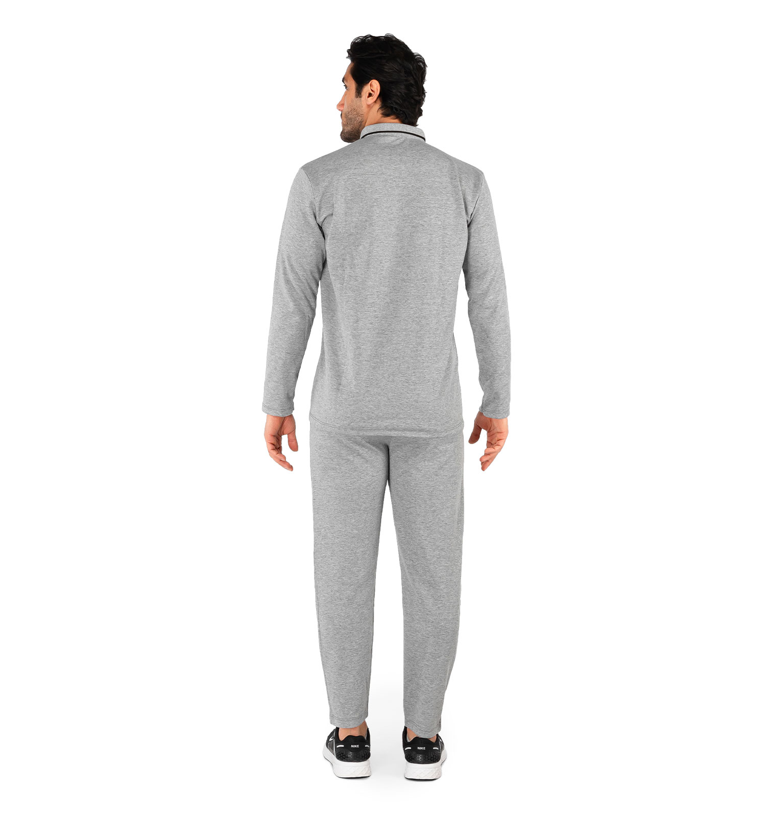 ست بلوز شلوار مردانه آستین بلند طوسی Reebok ساده یقه گرد مدل 44077