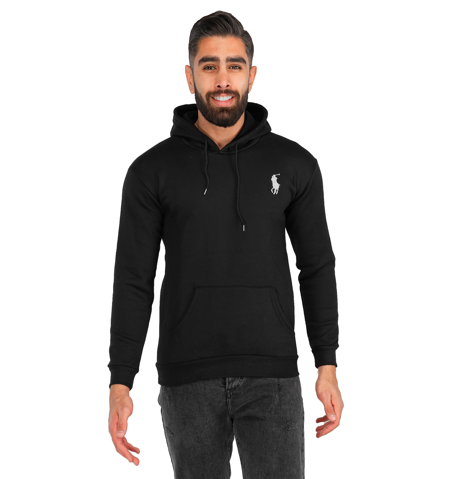 هودی مردانه کلاهدار مشکی Polo مدل 40826