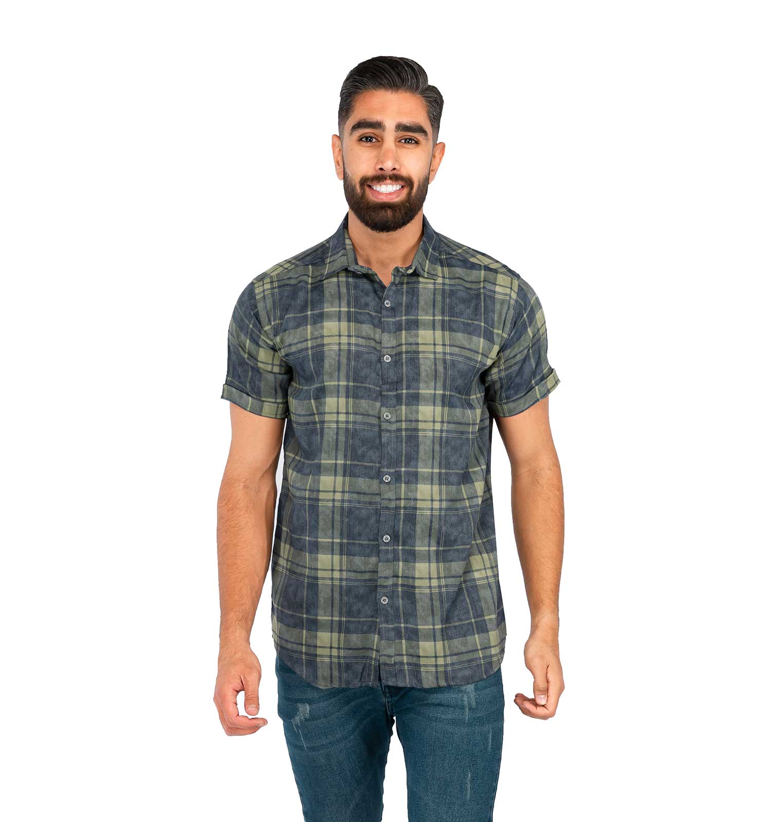 پیراهن مردانه آستین کوتاه چهارخانه Denver مدل 39788