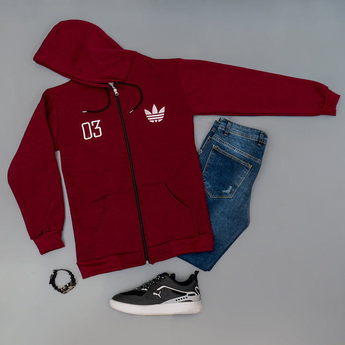 سویشرت مردانه زرشکی مدل Adidas 03