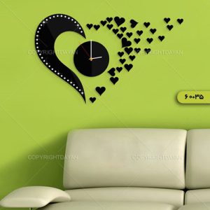 پکیج ساعت دیواری love +آباژور Romantic heart