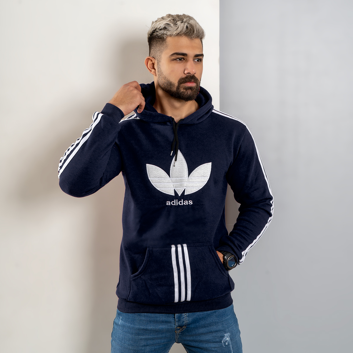 هودی مردانه Adidas سرمه ای مدل Patrick