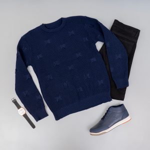 پلیور زاپ دار سرمه ای مردانه مدل Deta