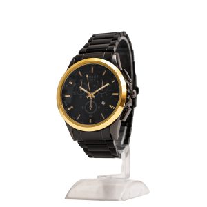 ساعت مچی مردانه مشکی طلایی صفحه آبی مدل Tissot
