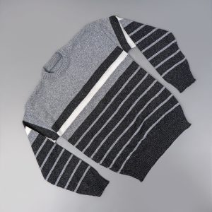 پلیور طوسی تیره راه راه مدل Nahed