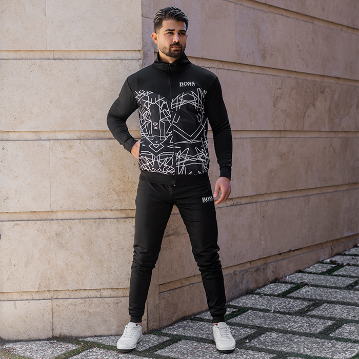 ست سویشرت شلوار مردانه طرح خط خطی مدل Boss