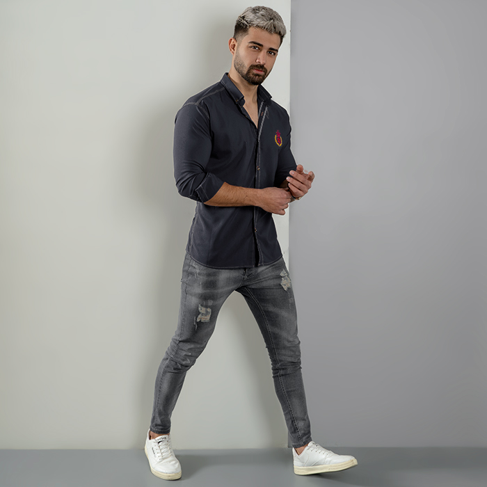 پیراهن مردانه خاکستری مدل Gabi