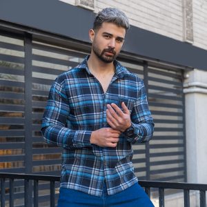 پیراهن مردانه آبی سرمه ای مدل ahora
