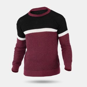 پلیور بافت مردانه دو رنگ یقه گرد Enzo مدل 32561