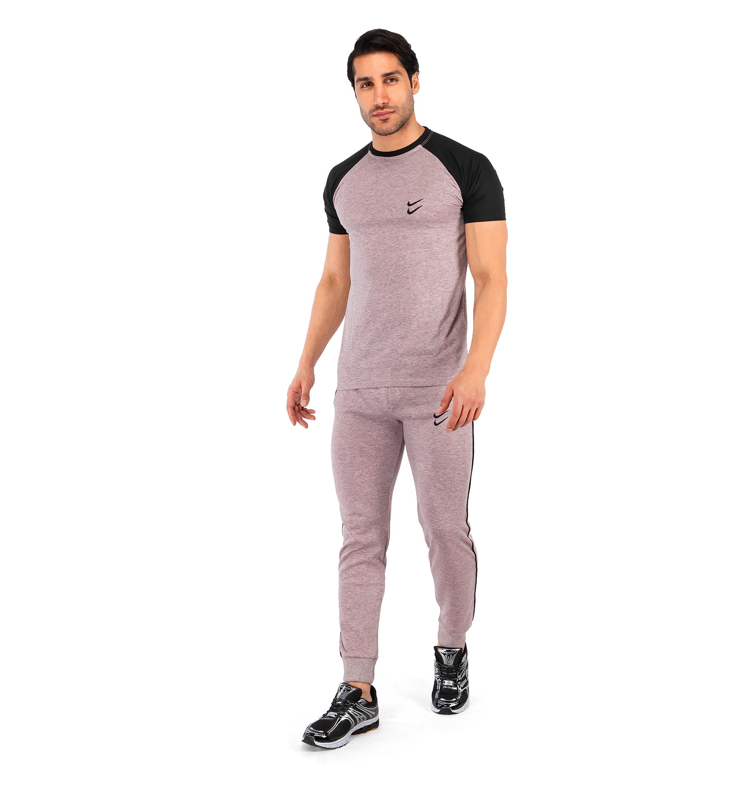 ست تیشرت شلوار مردانه آستین کوتاه Nike ساده یقه گرد مدل 43108