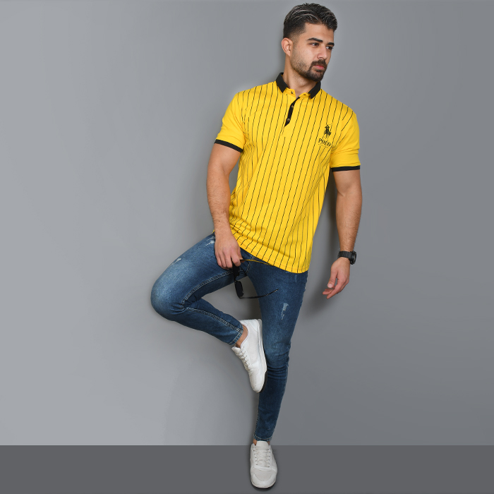 تیشرت مردانه زرد مدل MONO