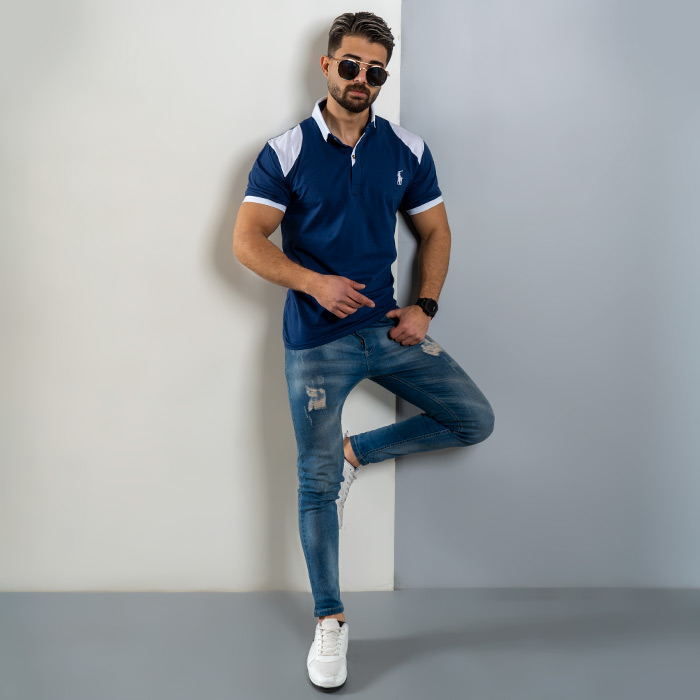 تیشرت Polo آبی مردانه مدل HAKO