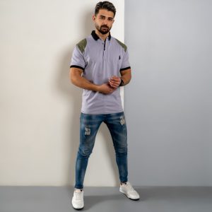 تیشرت Polo طوسی مردانه مدل HAKO