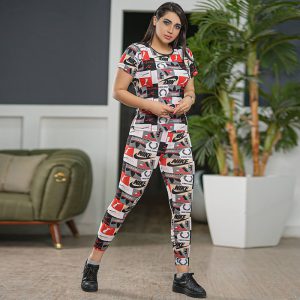 ست تیشرت شلوار Nike زنانه قرمز مدل viana