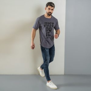 تیشرت Just Do It مردانه طوسی مدل Ditro