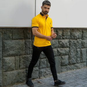 تیشرت مردانه خردلی مدل Polo90