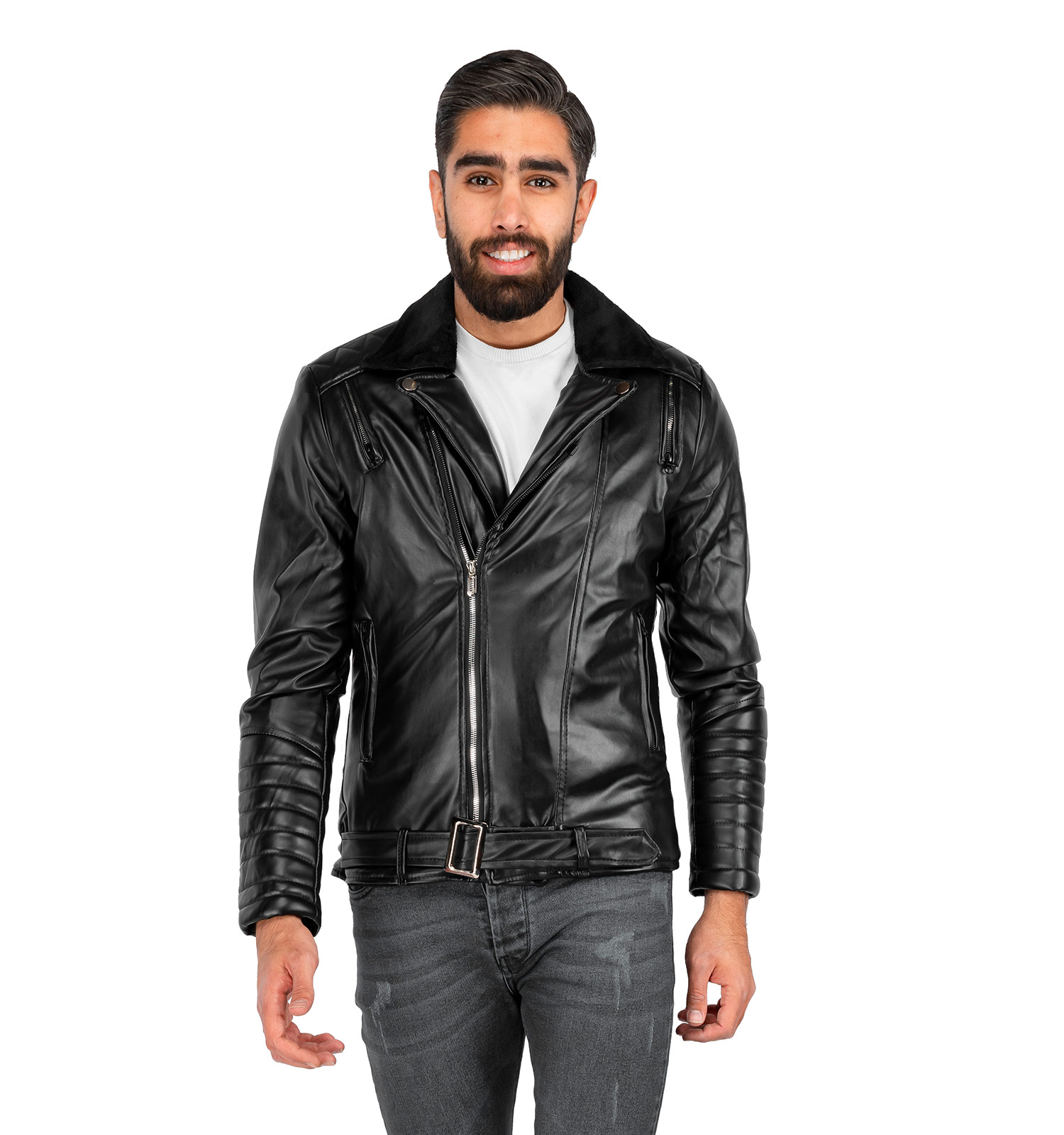 کاپشن چرم مردانه خزدار Stark مدل 39850