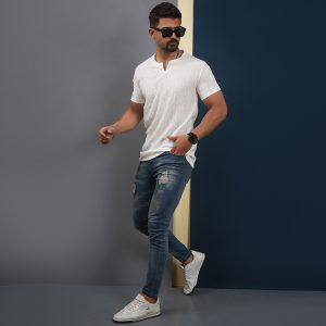تیشرت مردانه سفید آستین کوتاه مدل Bardia
