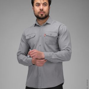 پیراهن مردانه آستین بلند طوسی مدل 41610