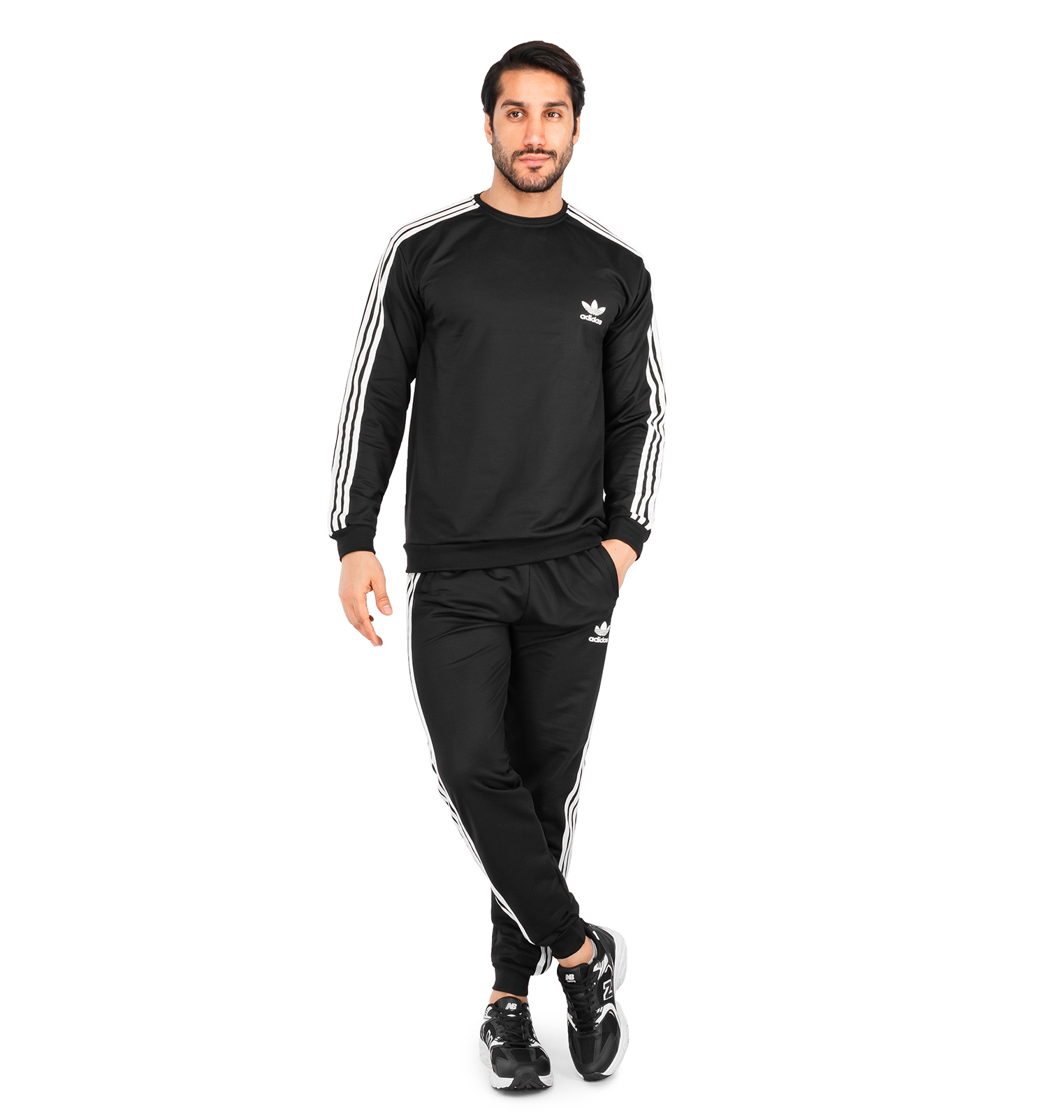 ست بلوز شلوار مردانه آستین بلند ساده یقه گرد Adidas مدل 40979