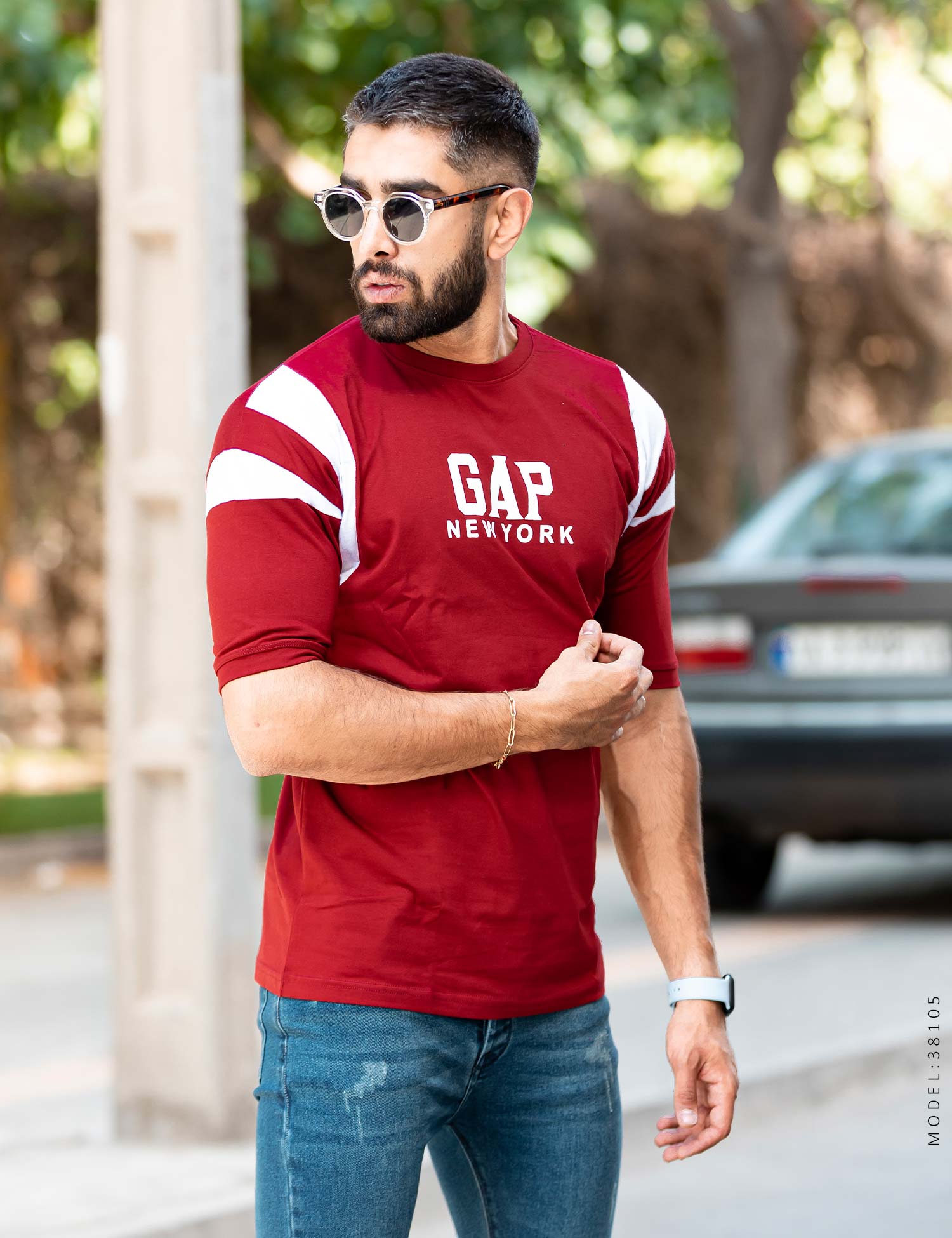 تیشرت مردانه دو رنگ یقه گرد Gap مدل 38105